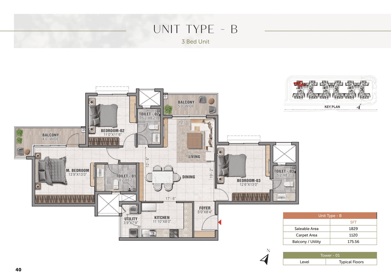 Prestige Elm Park Unit plan - 1120 sq.ft.
