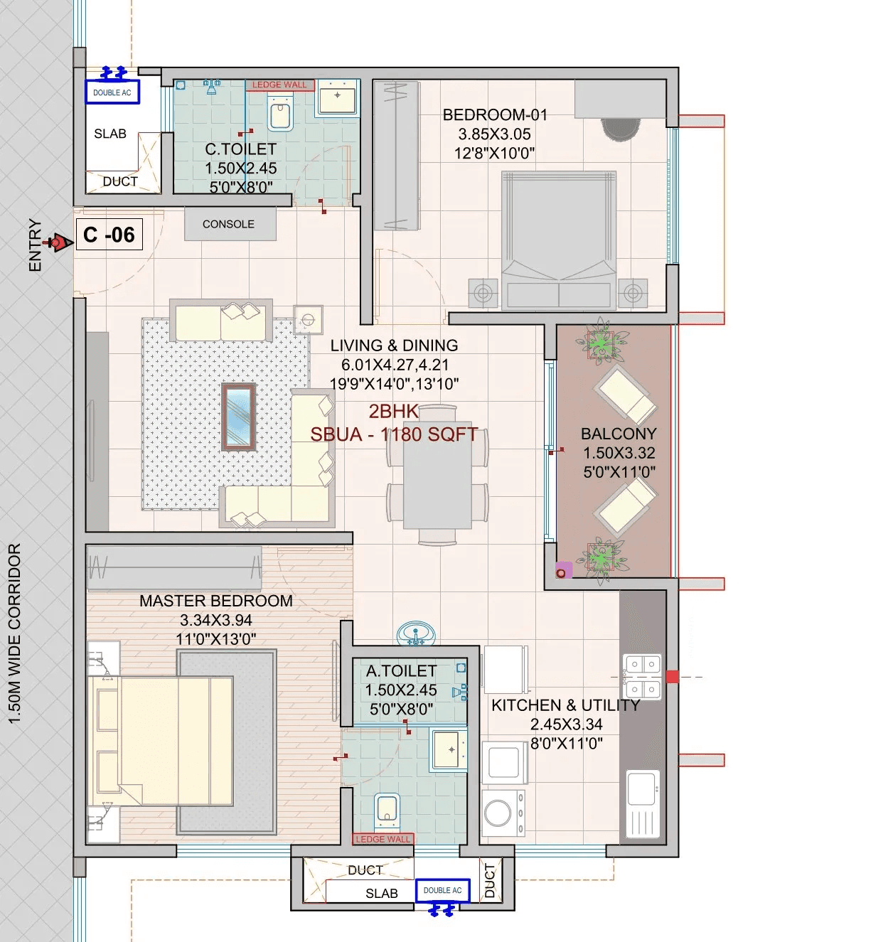 Myhna Vistara Unit plan - 849 sq.ft.