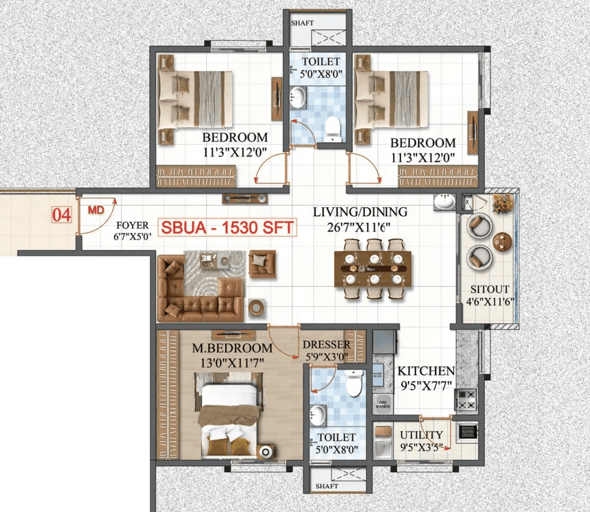 Unit plan - 1071 sq.ft.