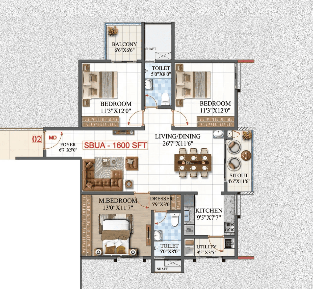Unit plan - 1120 sq.ft.