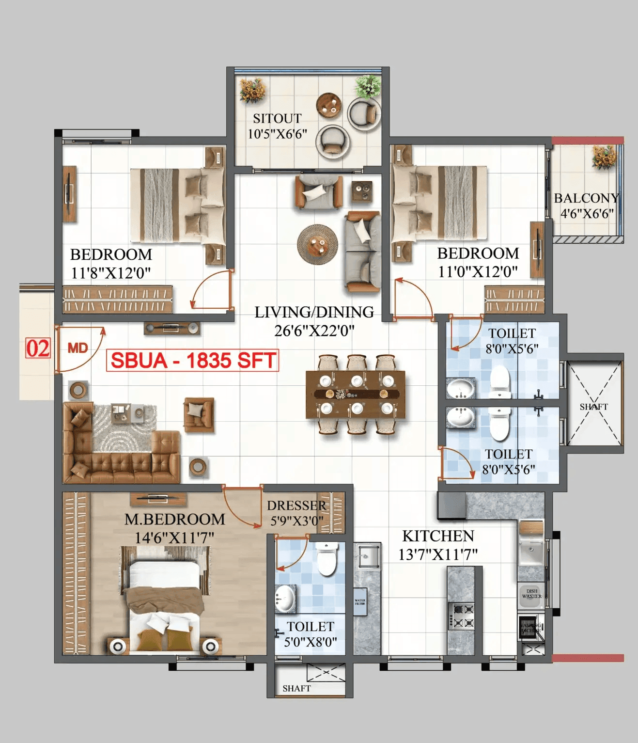 Unit plan - 1284 sq.ft.