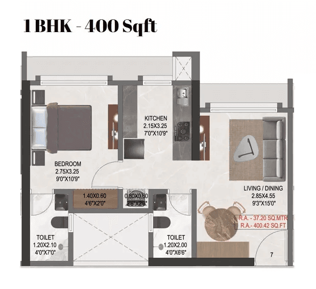 Shree Ram Krishna Garden Unit plan - 400 sq.ft.
