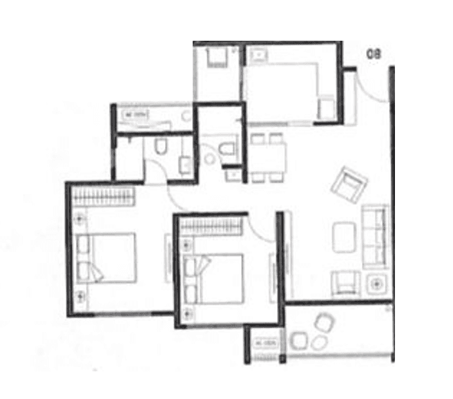 Siddhashila Punawale Unit plan - 801 sq.ft.
