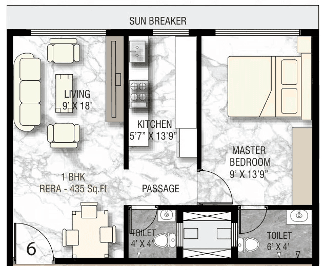 Unit plan - 435 sq.ft.