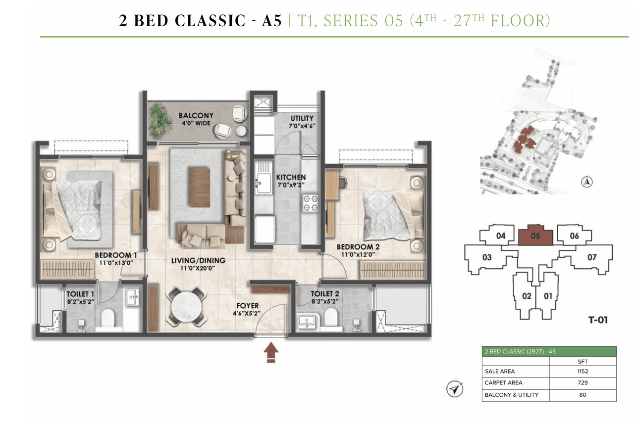 Prestige Fernvale Unit plan - 729 sq.ft.