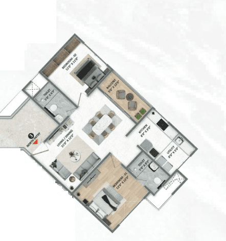 Fortune Seven Unit plan - 760 sq.ft.
