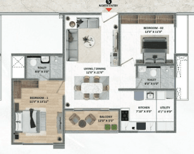 Fortune Primero Unit plan - 778 sq.ft.