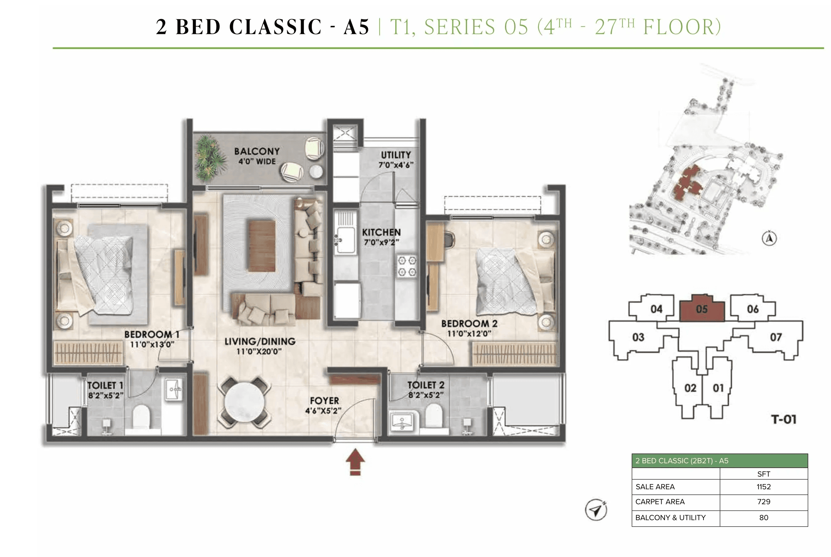 Unit plan - 729 sq.ft.