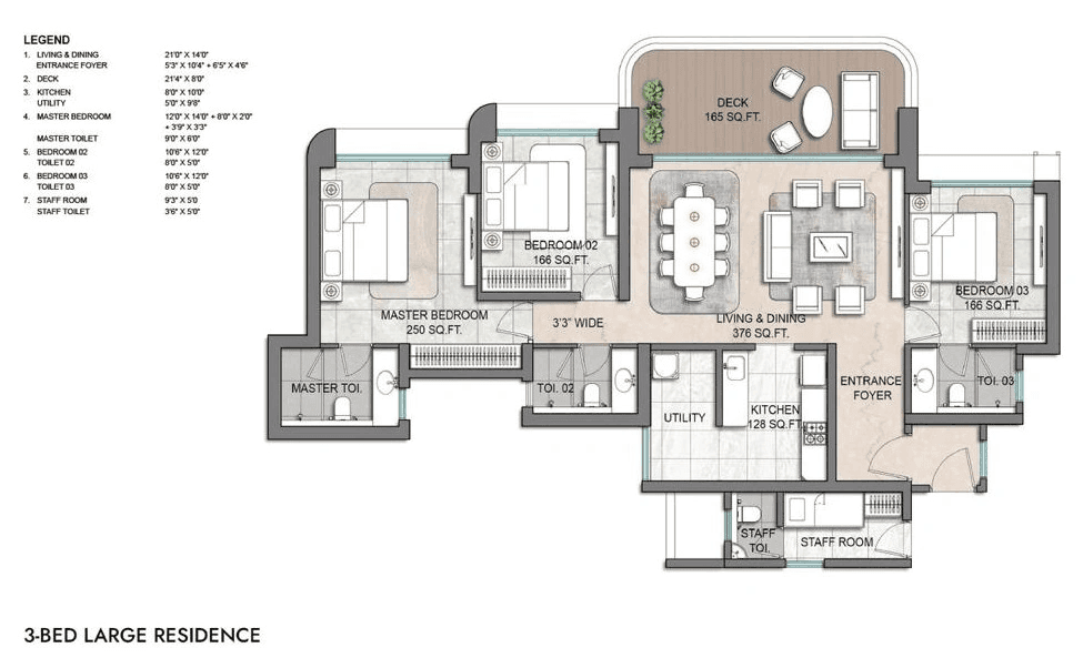 Lodha Aureus Unit plan - 1436 sq.ft.