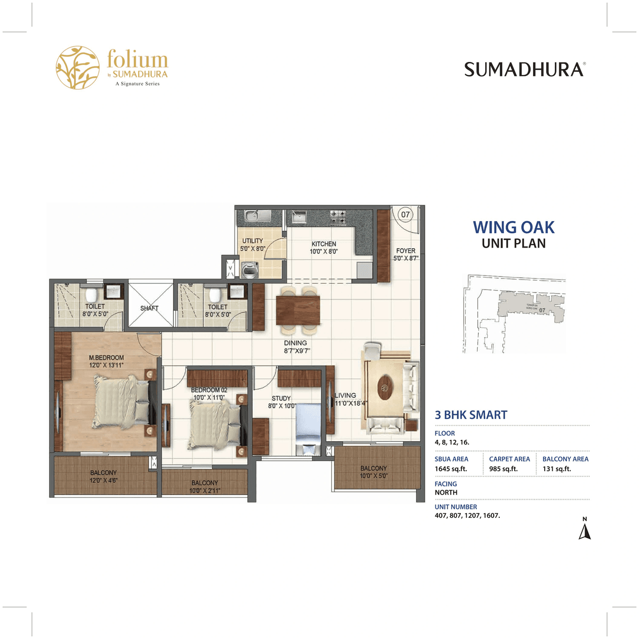 Sumadhura Folium Unit plan - 1118 sq.ft.