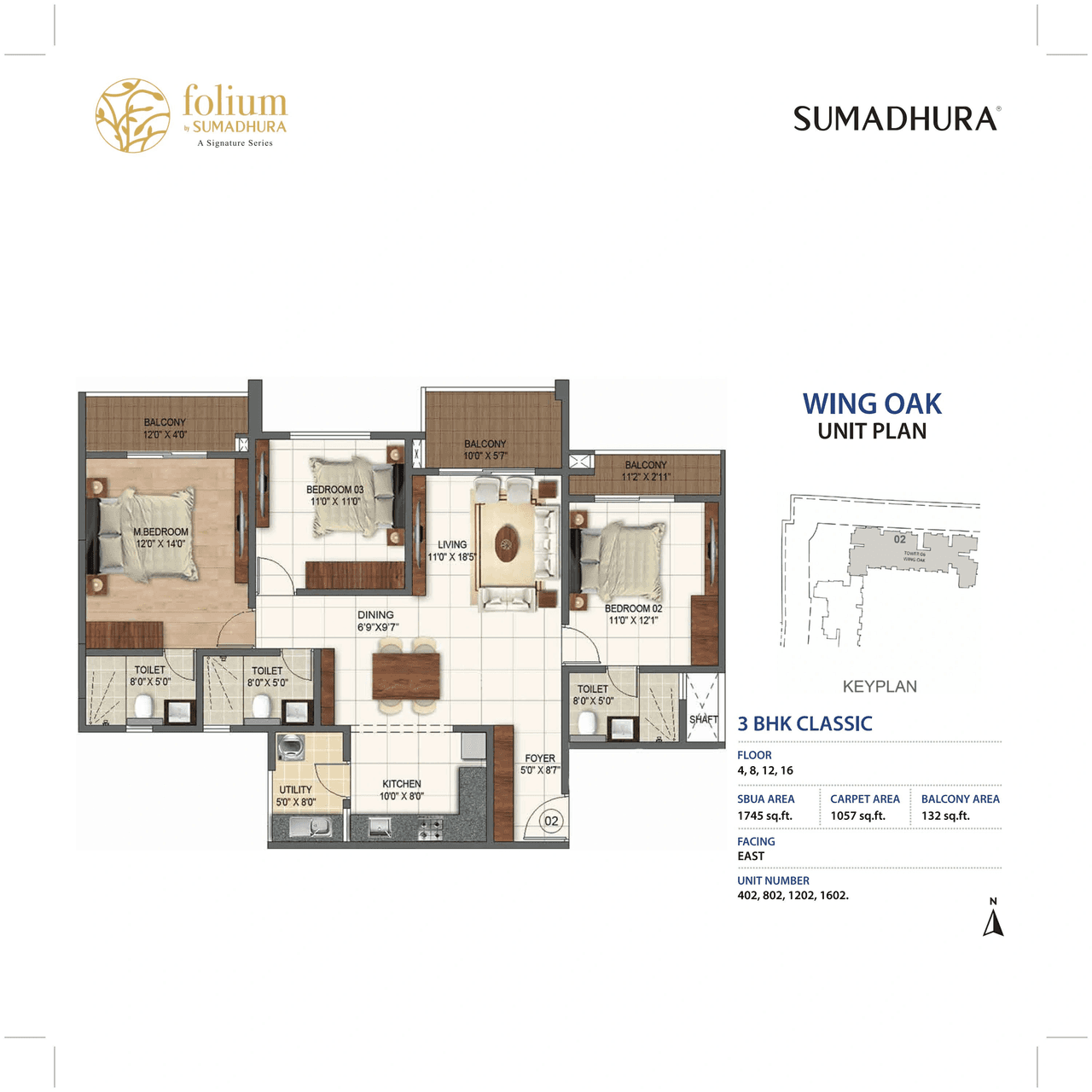 Sumadhura Folium Unit plan - 1186 sq.ft.