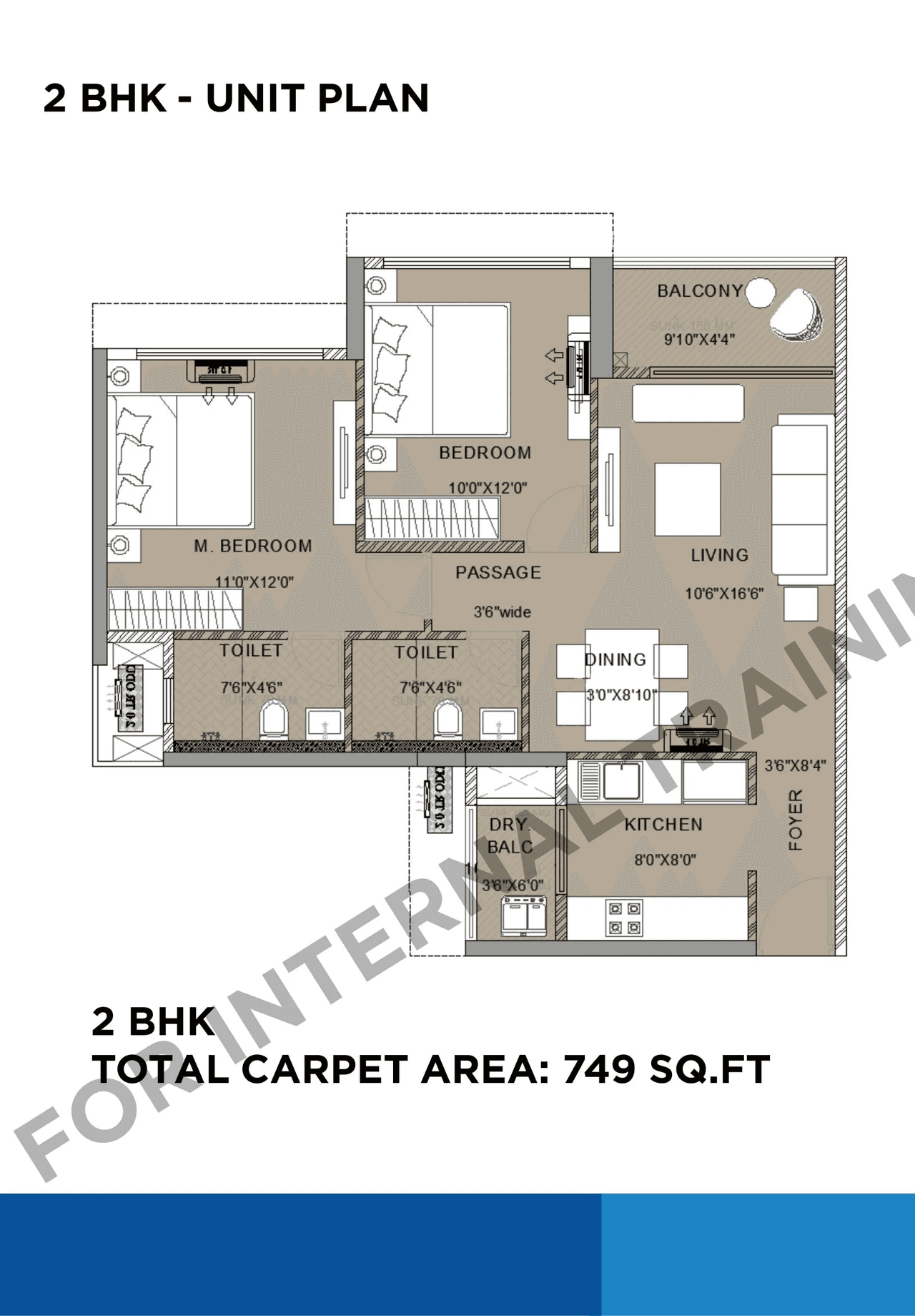 Shapoorji Joyville Joy 3.0 Unit plan - 749 sq.ft.