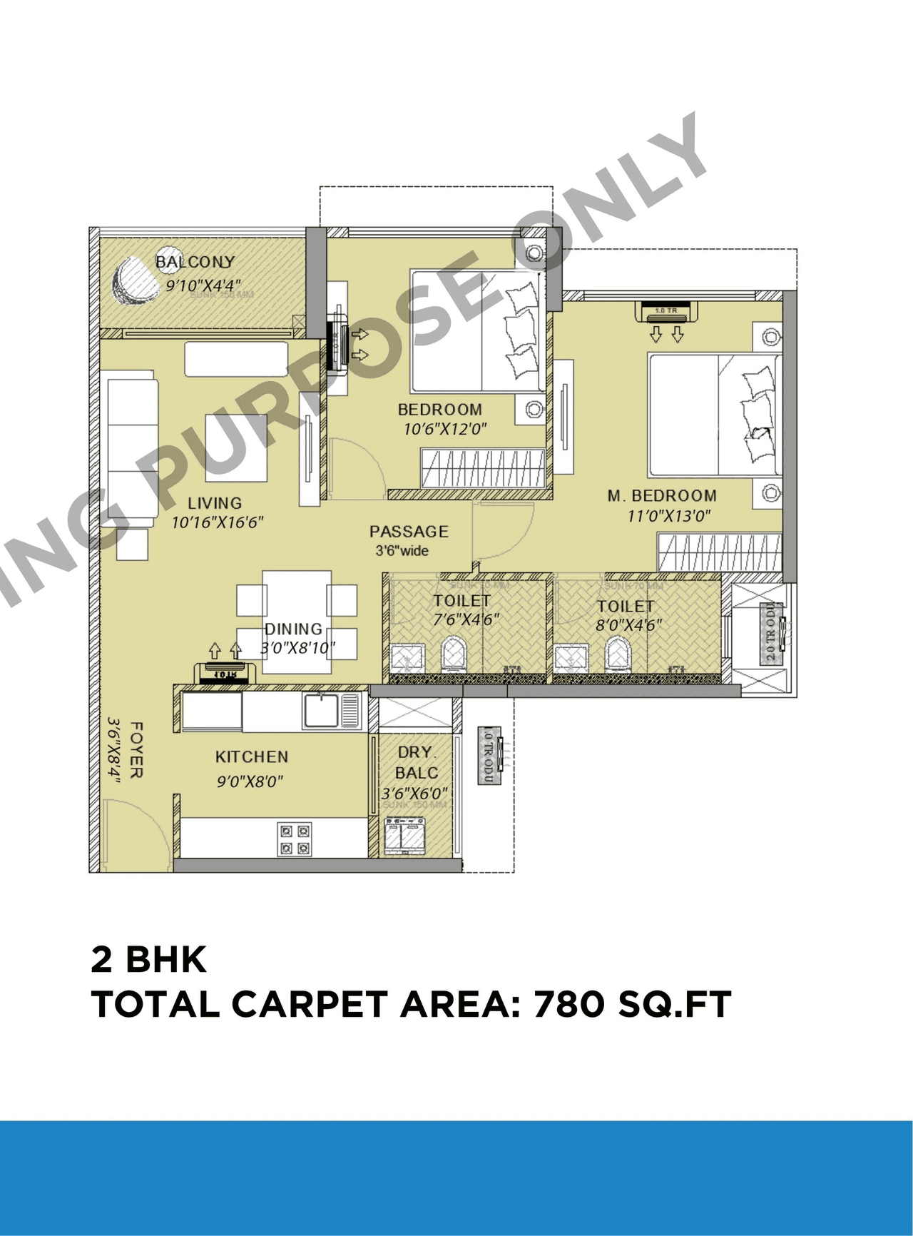 Shapoorji Joyville Joy 3.0 Unit plan - 779 sq.ft.