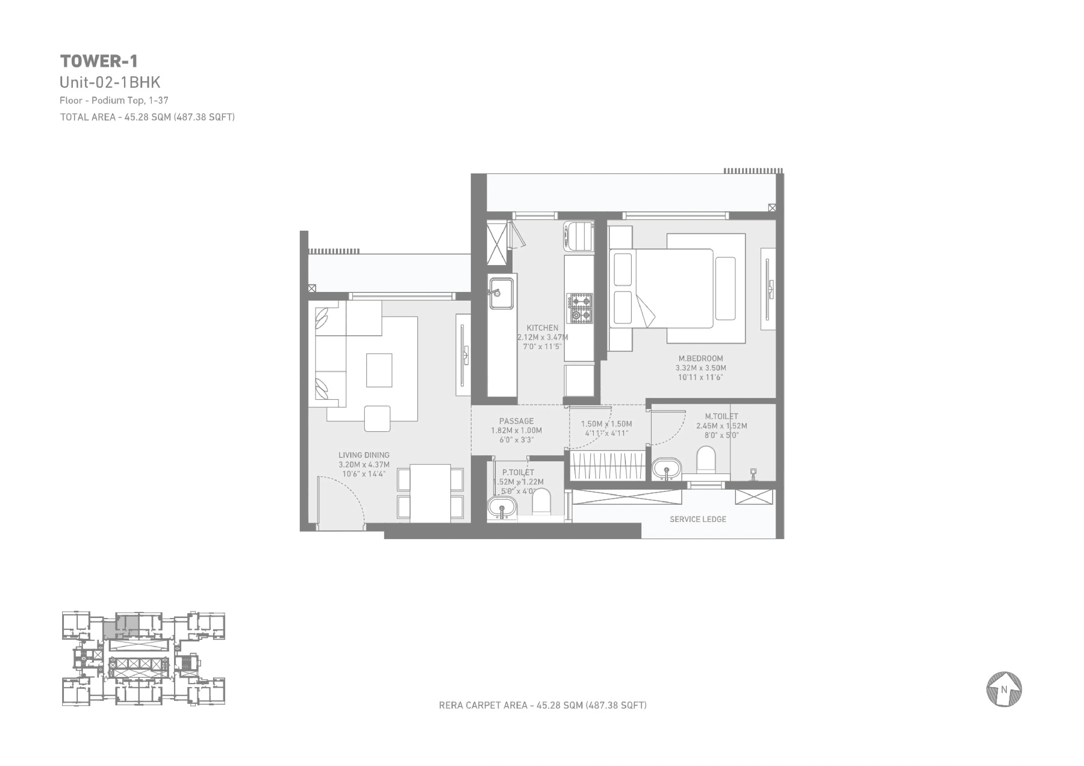 Unit plan - 487 sq.ft.