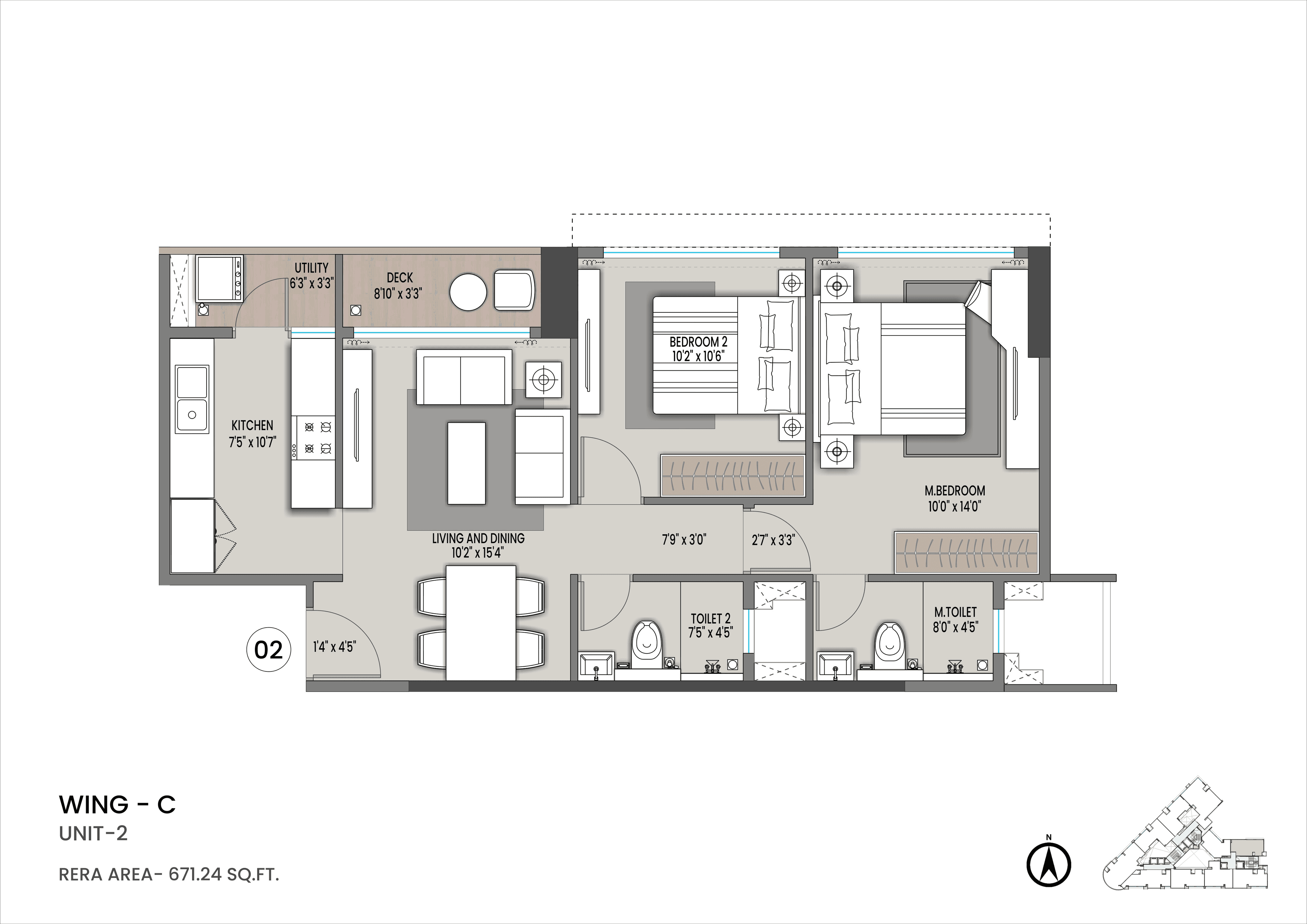 Unit plan - 671 sq.ft.