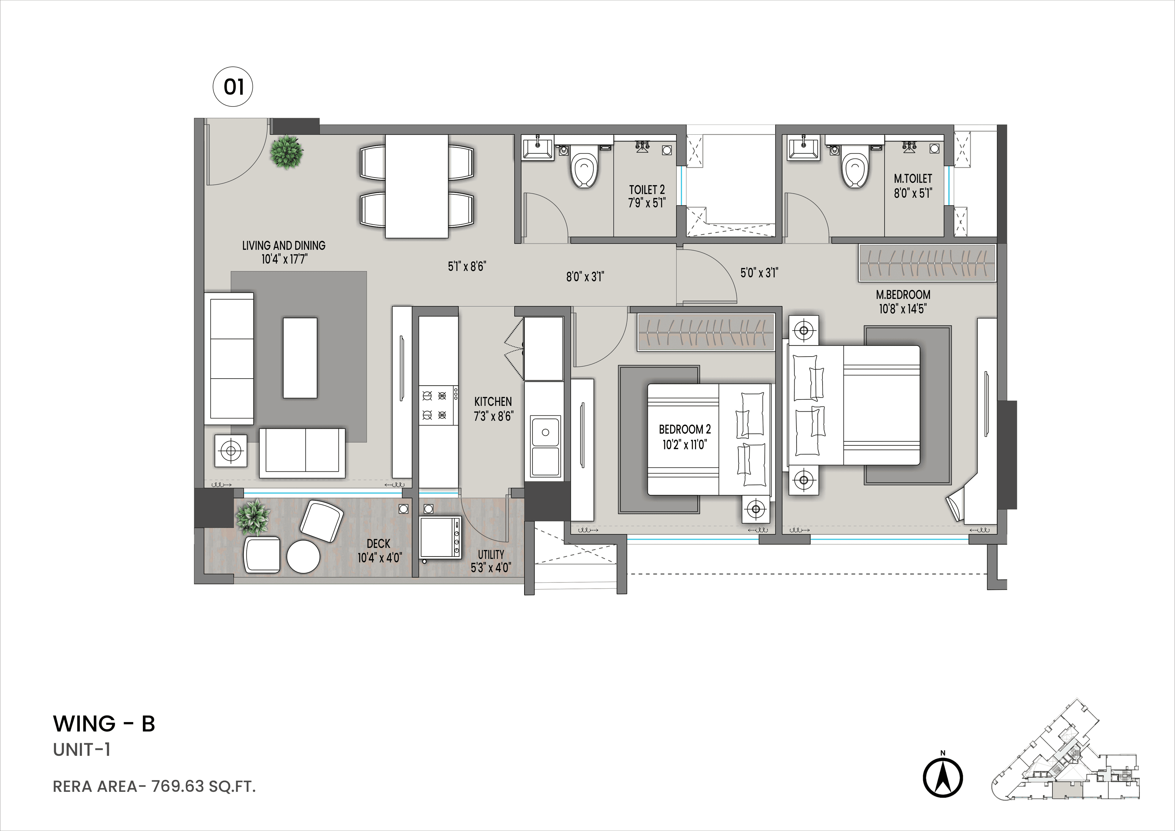 Unit plan - 769 sq.ft.