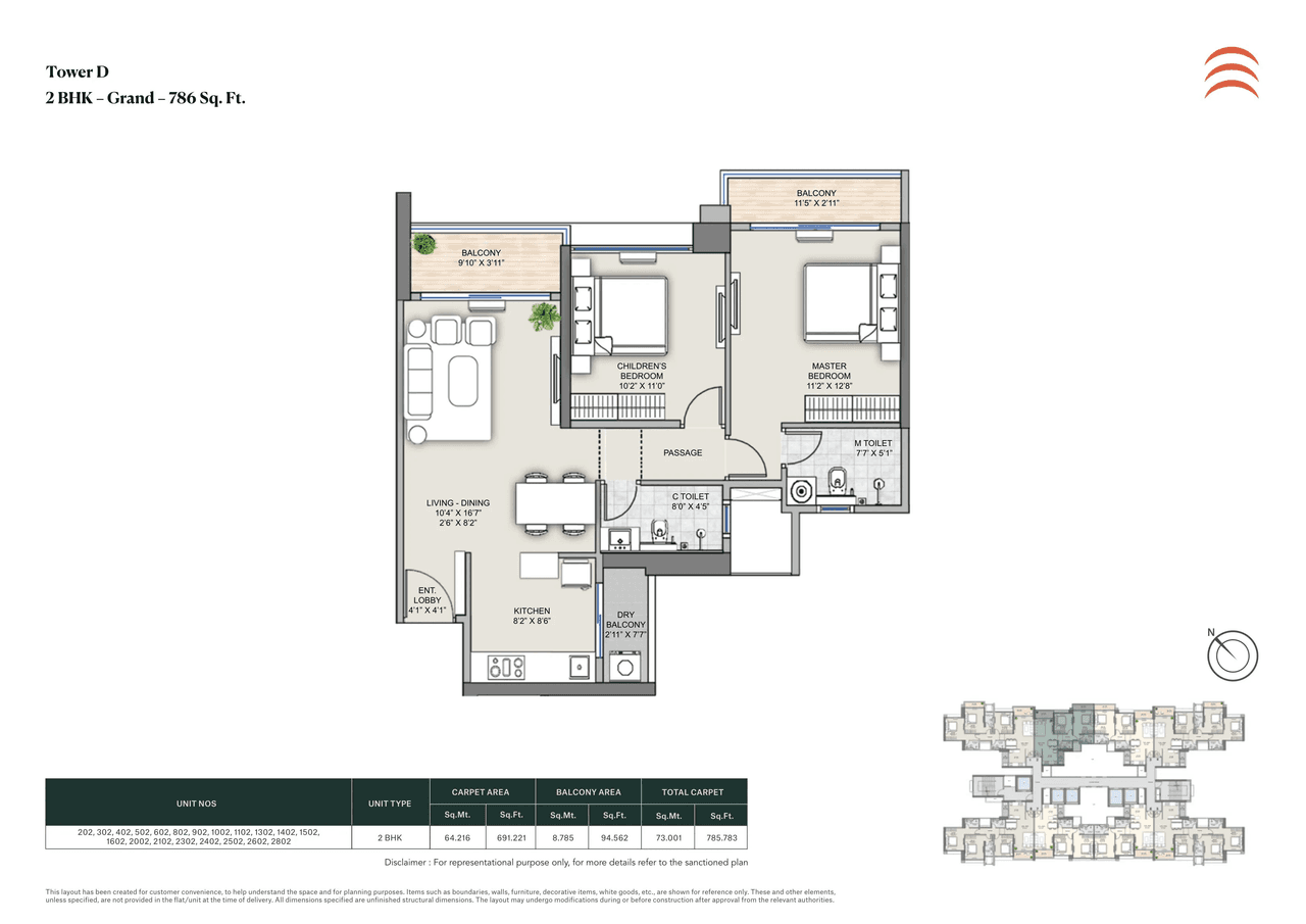 Supreme Riverside Unit plan - 786 sq.ft.