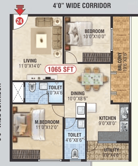 Unit plan - 766 sq.ft.