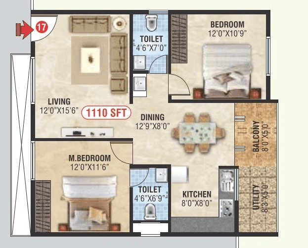 Unit plan - 799 sq.ft.