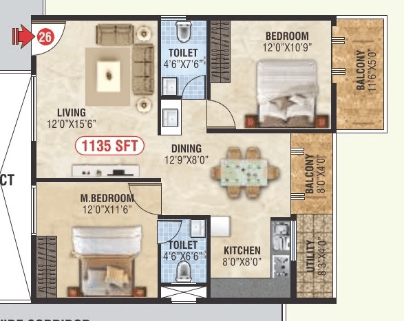 Unit plan - 817 sq.ft.