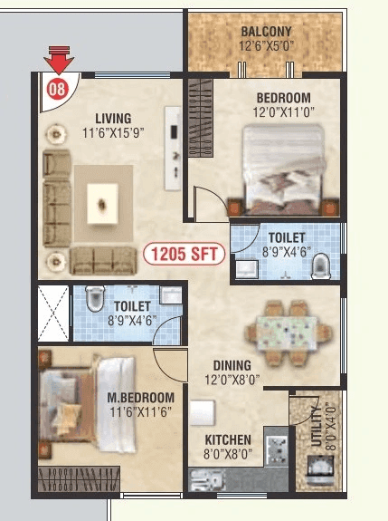 Unit plan - 867 sq.ft.