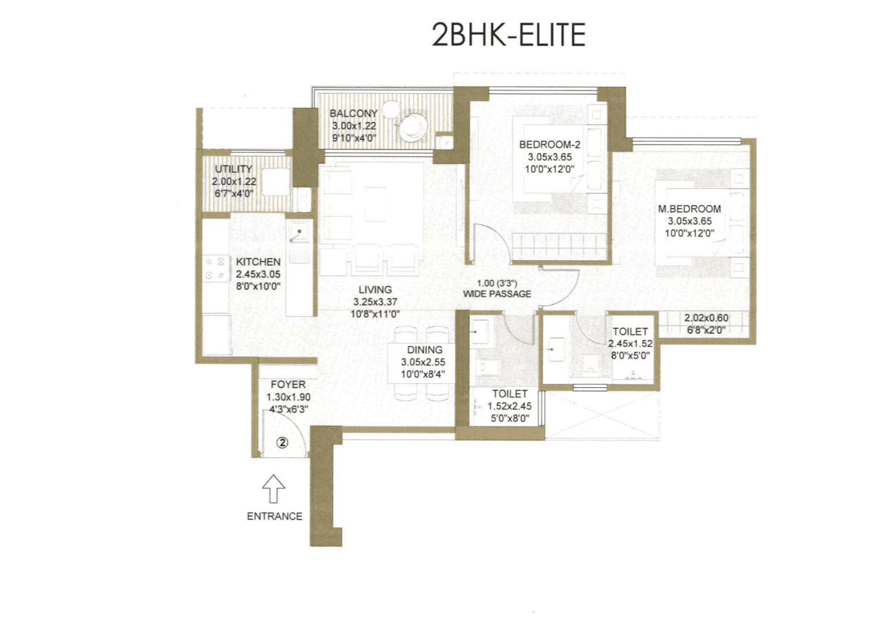 L&T Crestoria Estate Unit plan - 790 sq.ft.