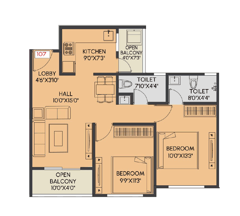 Unit plan - 702 sq.ft.