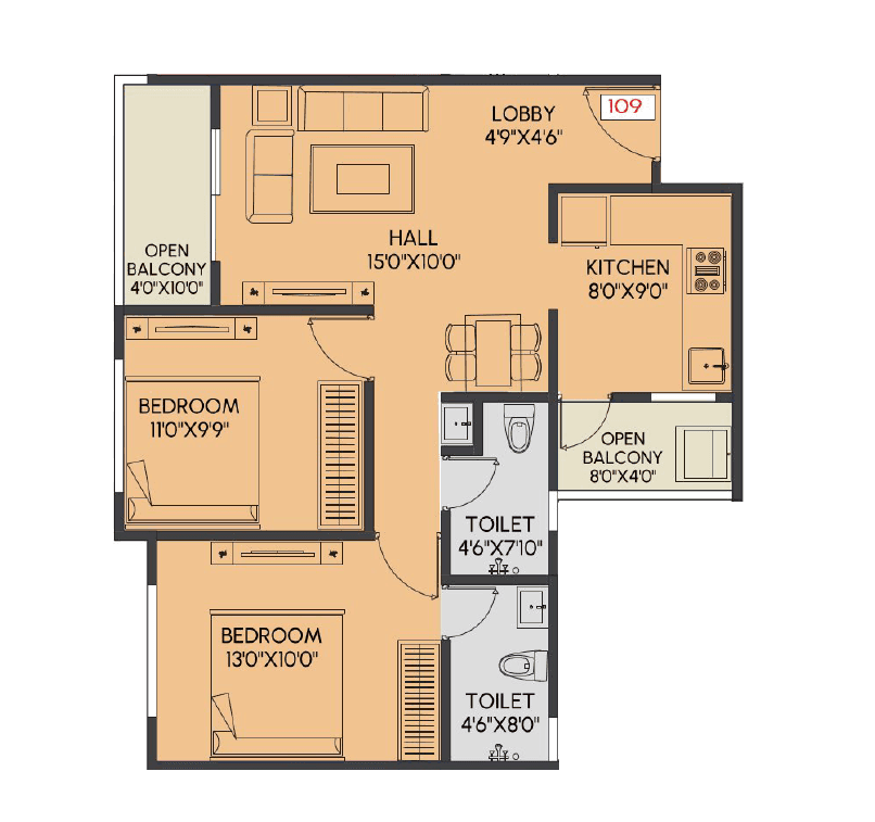 Unit plan - 715 sq.ft.