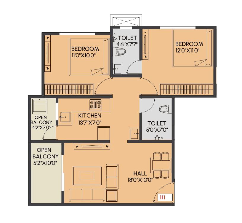 Unit plan - 723 sq.ft.