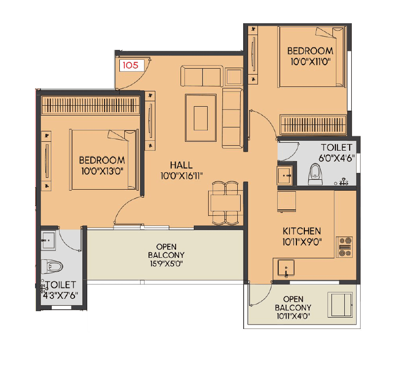 Unit plan - 760 sq.ft.