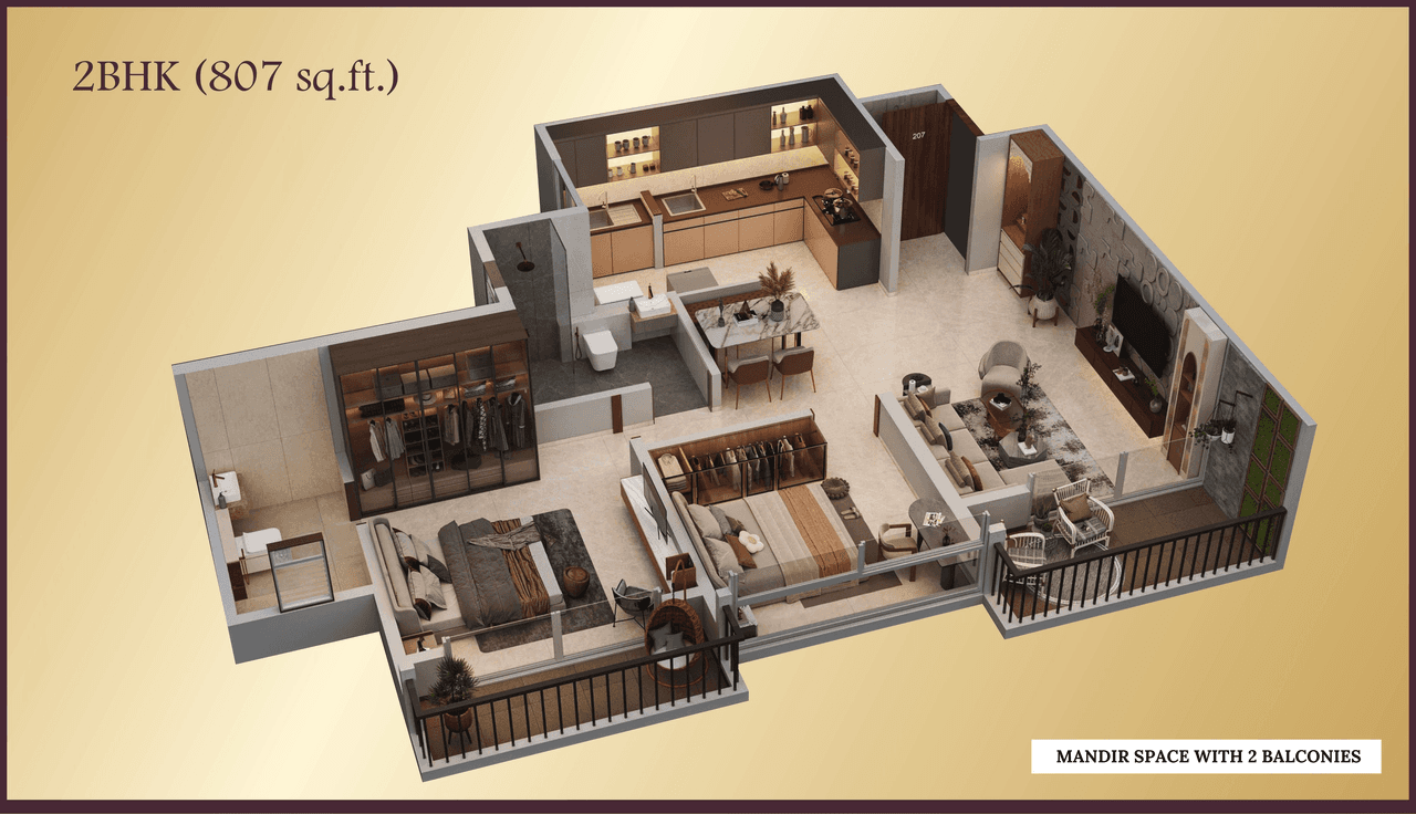 Legacy Ekam Unit plan - 807 sq.ft.