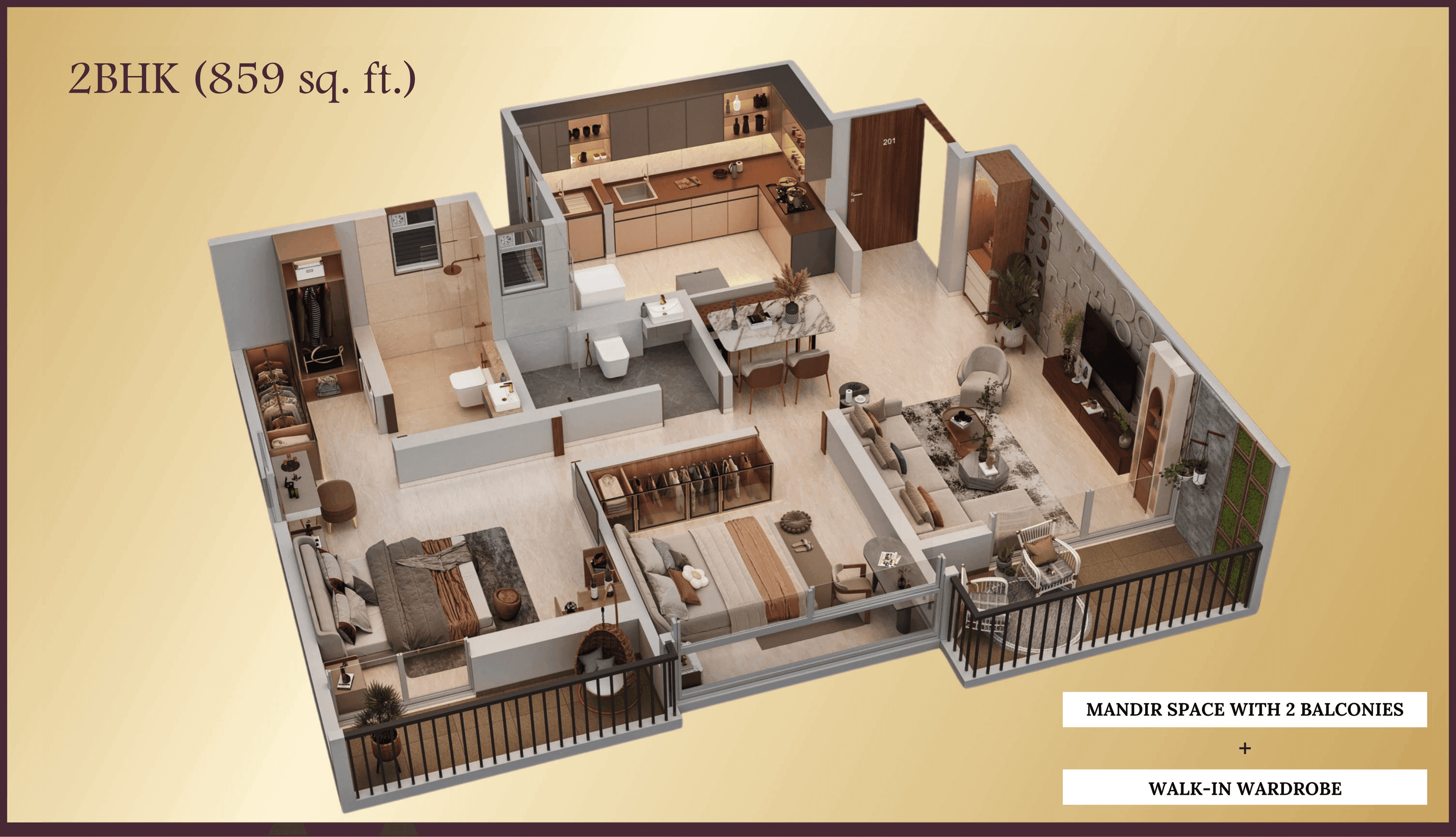 Unit plan - 859 sq.ft.