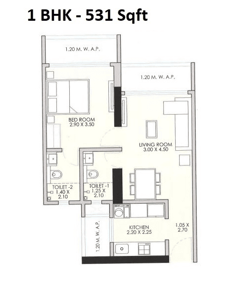 JP The Palace Unit plan - 531 sq.ft.