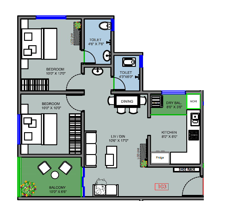 Unit plan - 715 sq.ft.