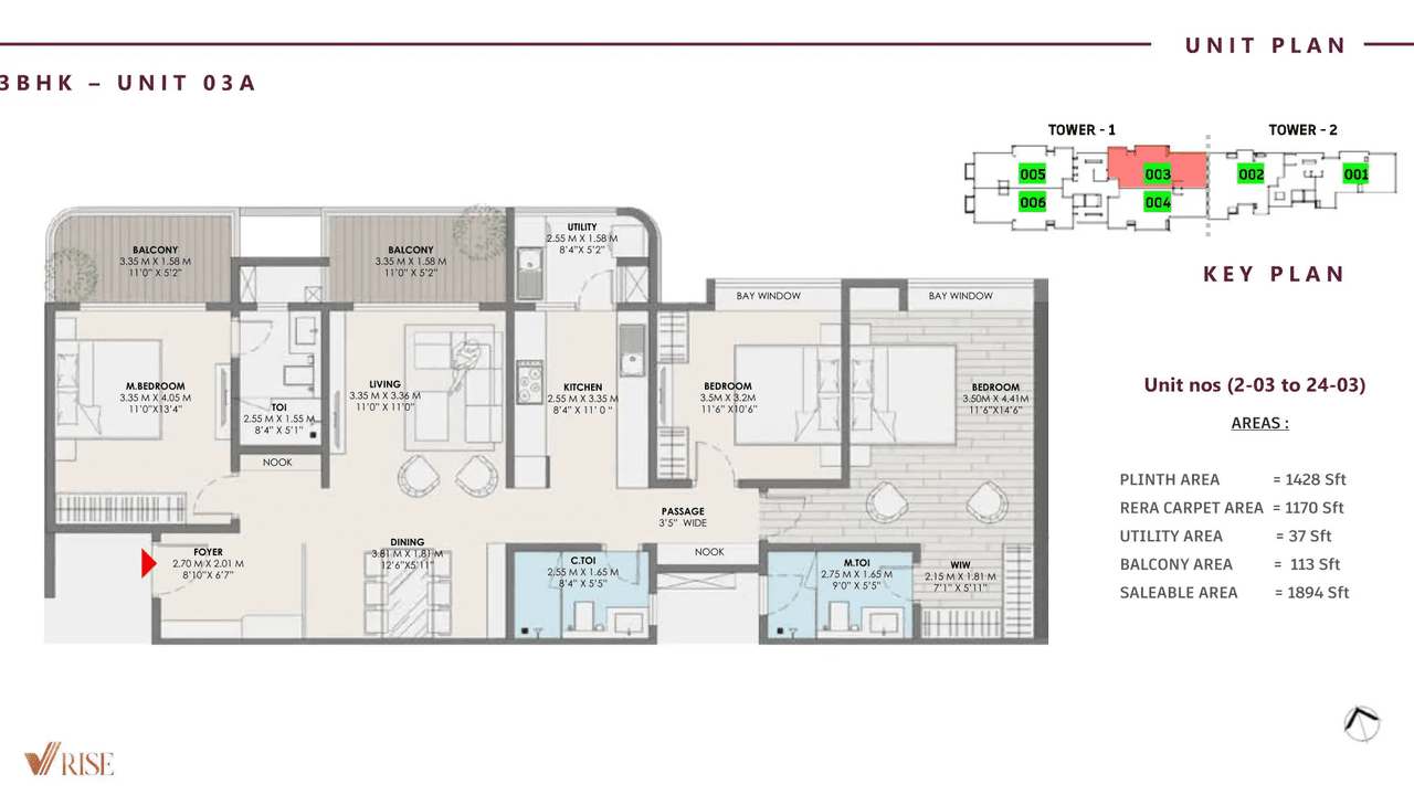 VRise The Loft Unit plan - 1170 sq.ft.