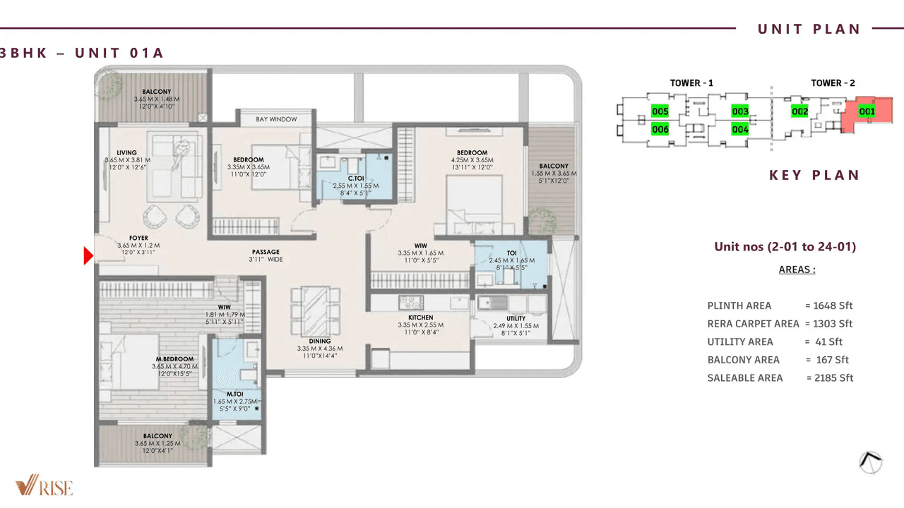 VRise The Loft Unit plan - 1303 sq.ft.