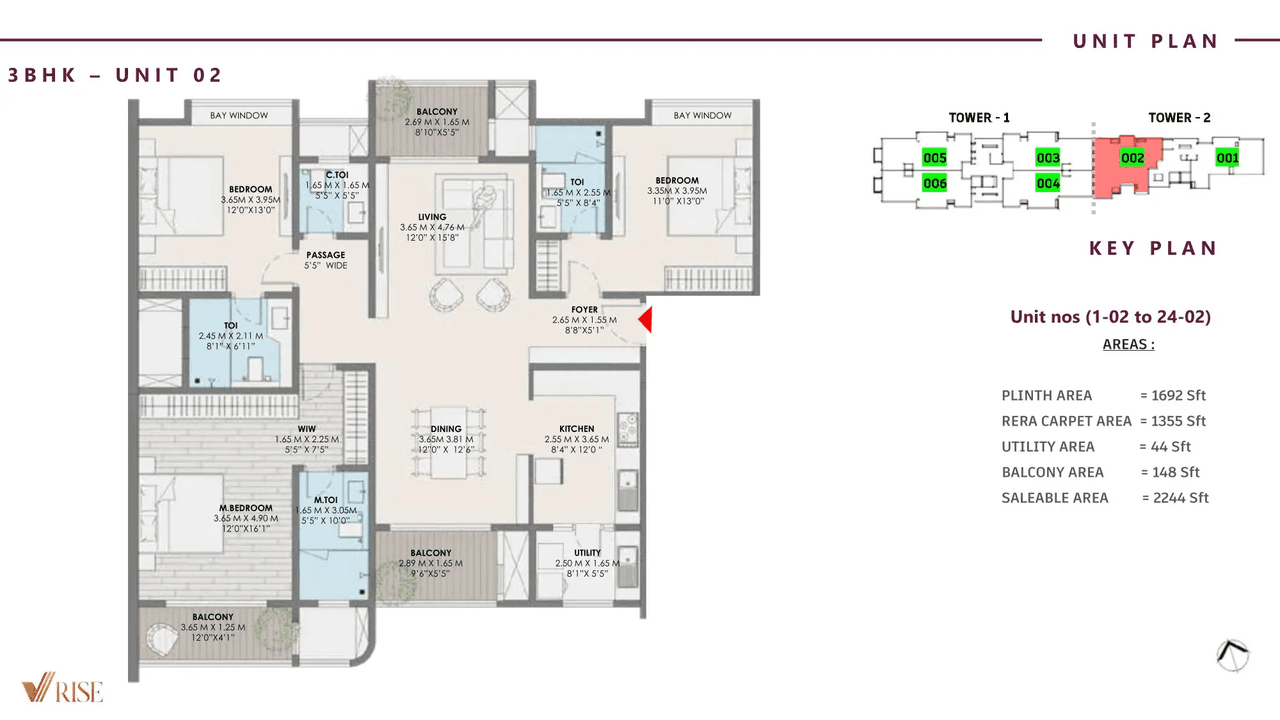 VRise The Loft Unit plan - 1355 sq.ft.