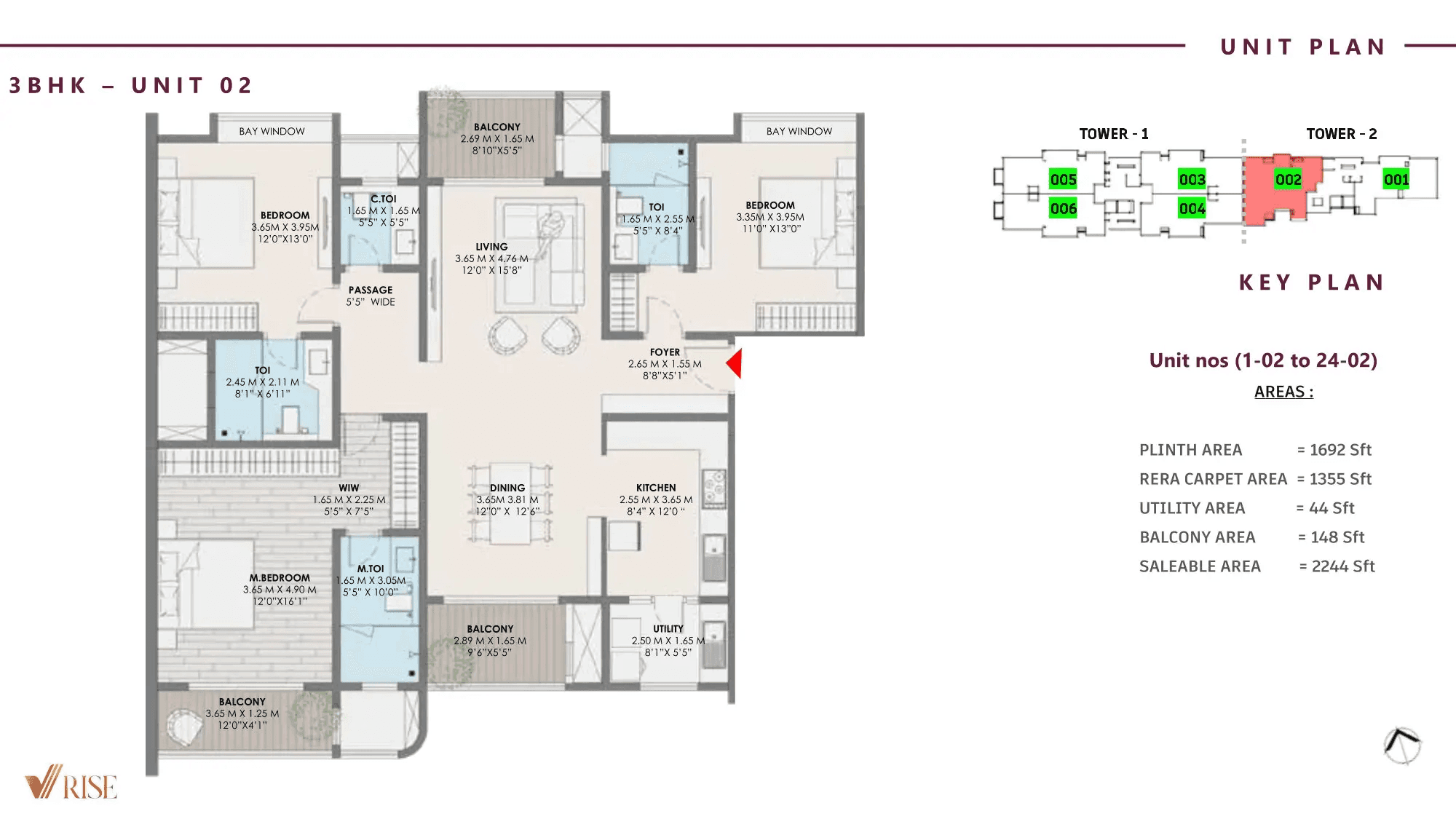 Unit plan - 1355 sq.ft.