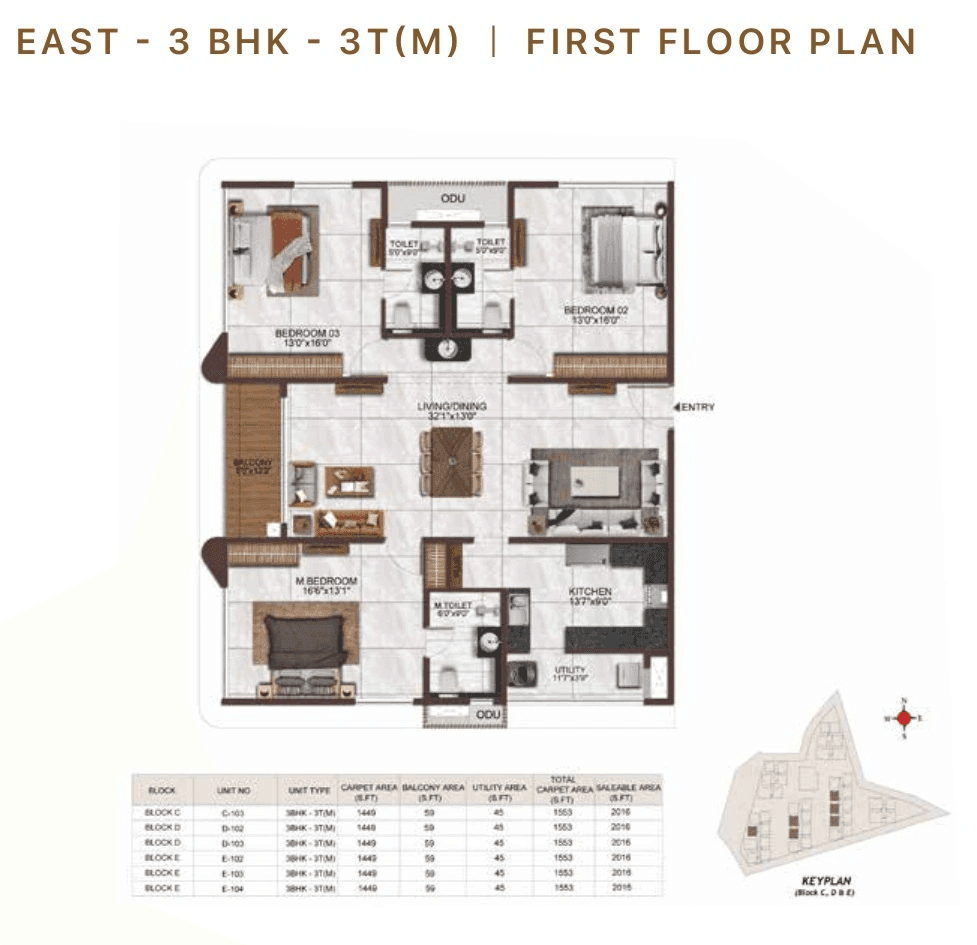 Casagrand Mandarin Unit plan - 1572 sq.ft.
