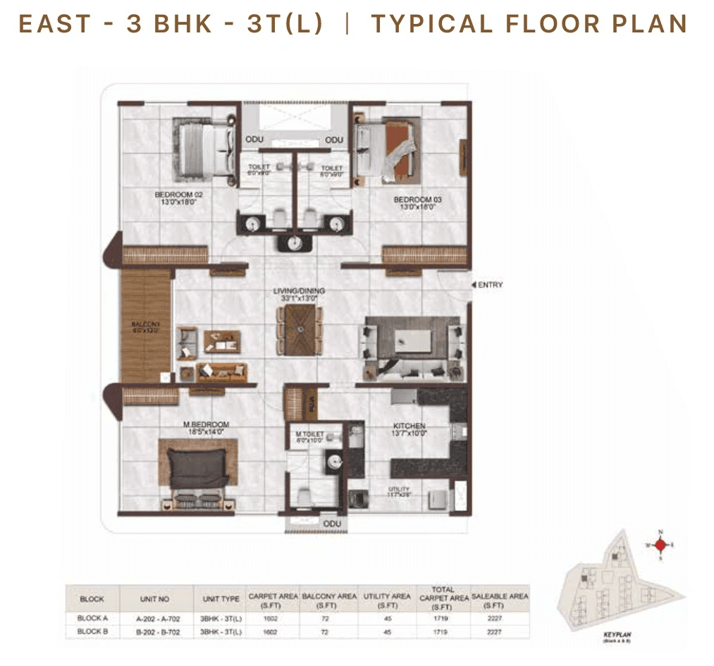 Casagrand Mandarin Unit plan - 1737 sq.ft.
