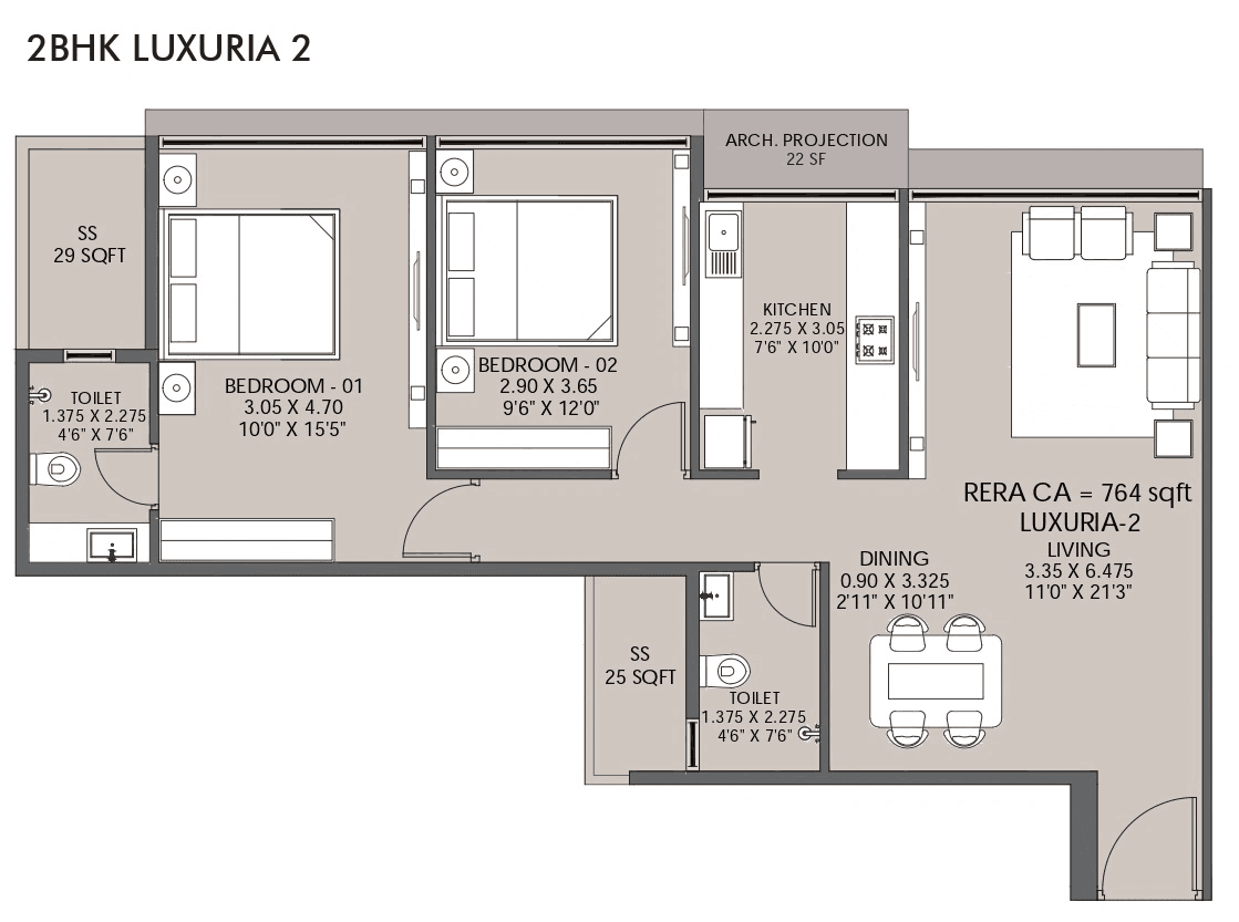 Unit plan - 841 sq.ft.