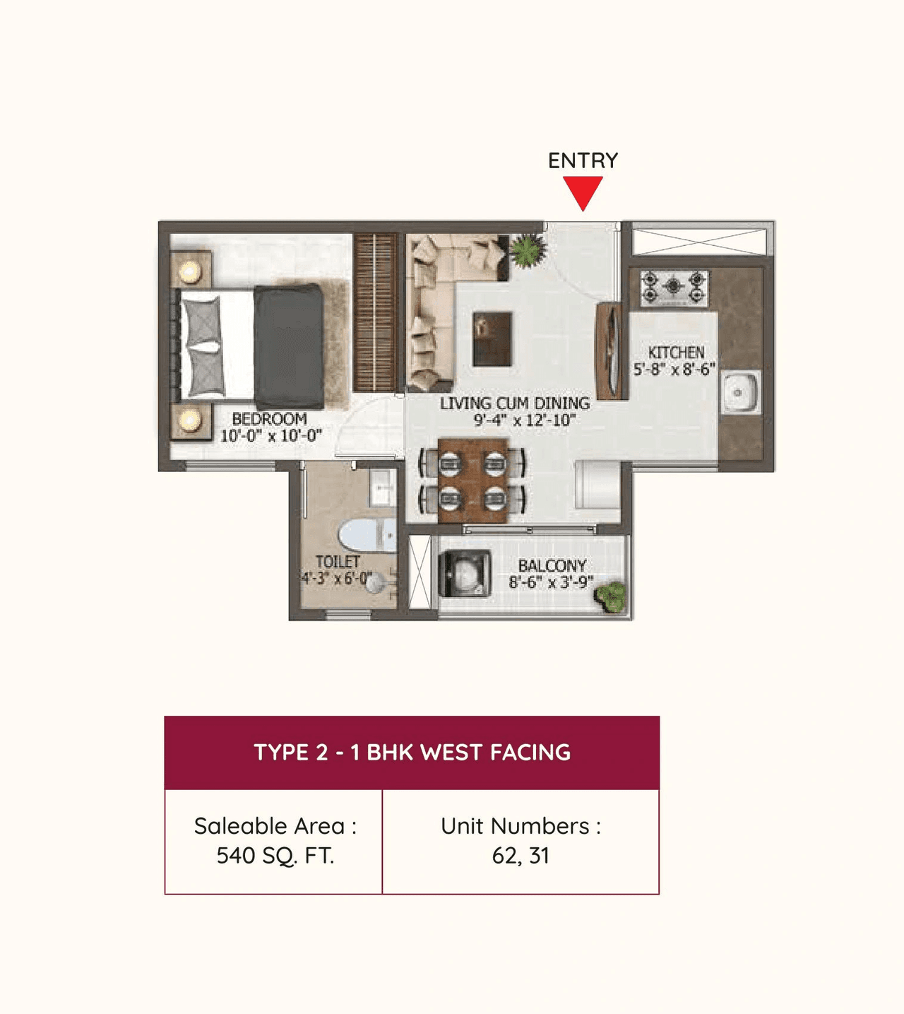 Sowparnika Euphoria Unit plan - 351 sq.ft.