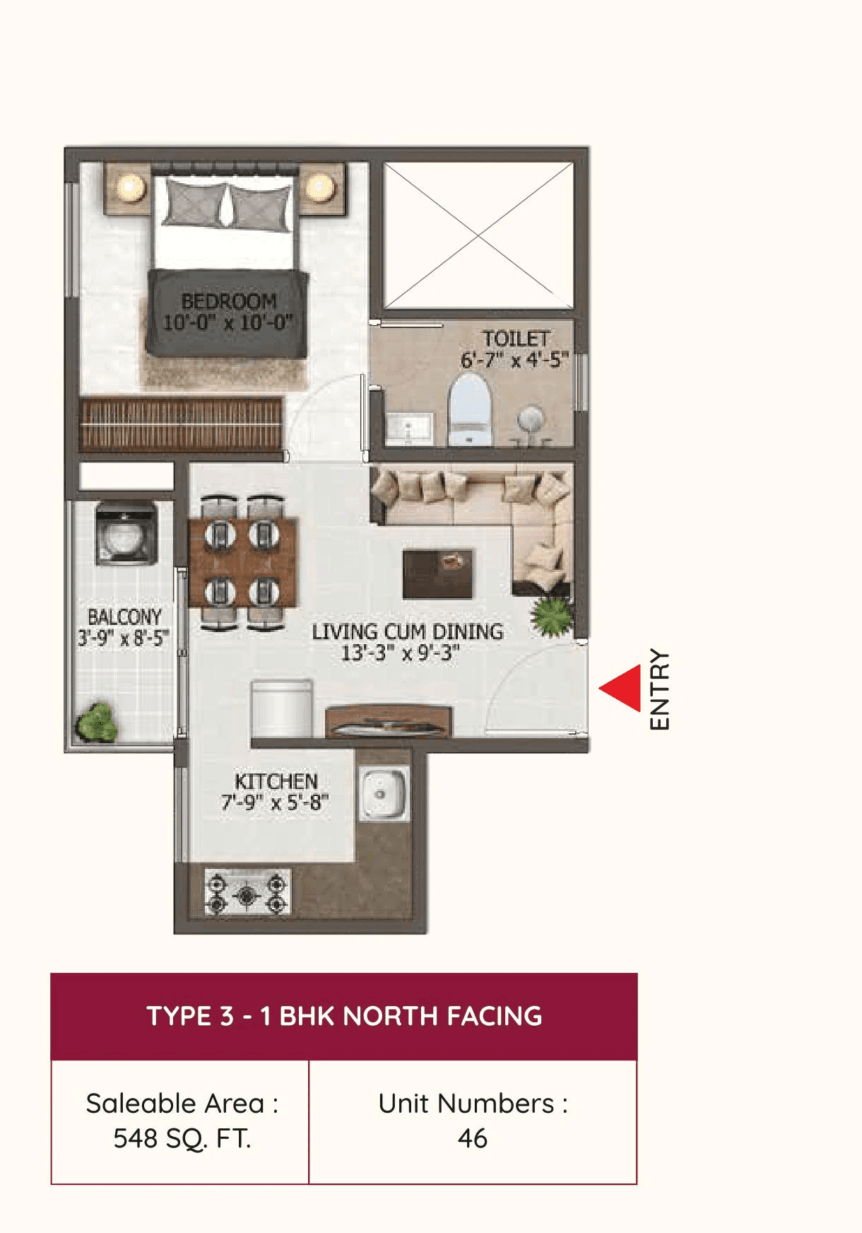 Sowparnika Euphoria Unit plan - 356 sq.ft.