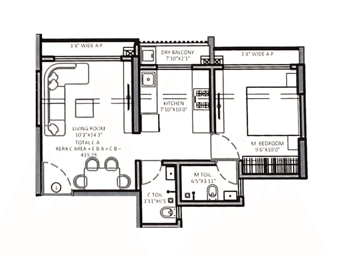 Nakshatra Veda Unit plan - 456 sq.ft.