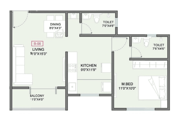 Platinum Citylight Unit plan - 543 sq.ft.