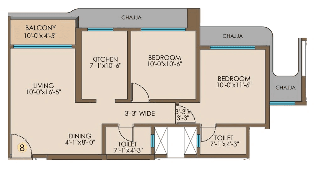 Unit plan - 689 sq.ft.