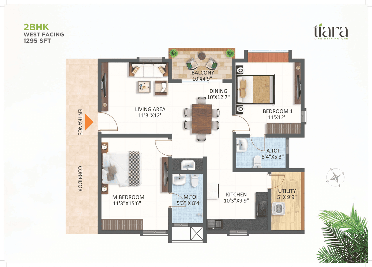 SRIAS life spaces Tiara Unit plan - 932 sq.ft.