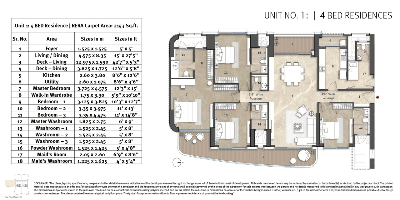 Bombay 3 ICC Unit plan - 2143 sq.ft.