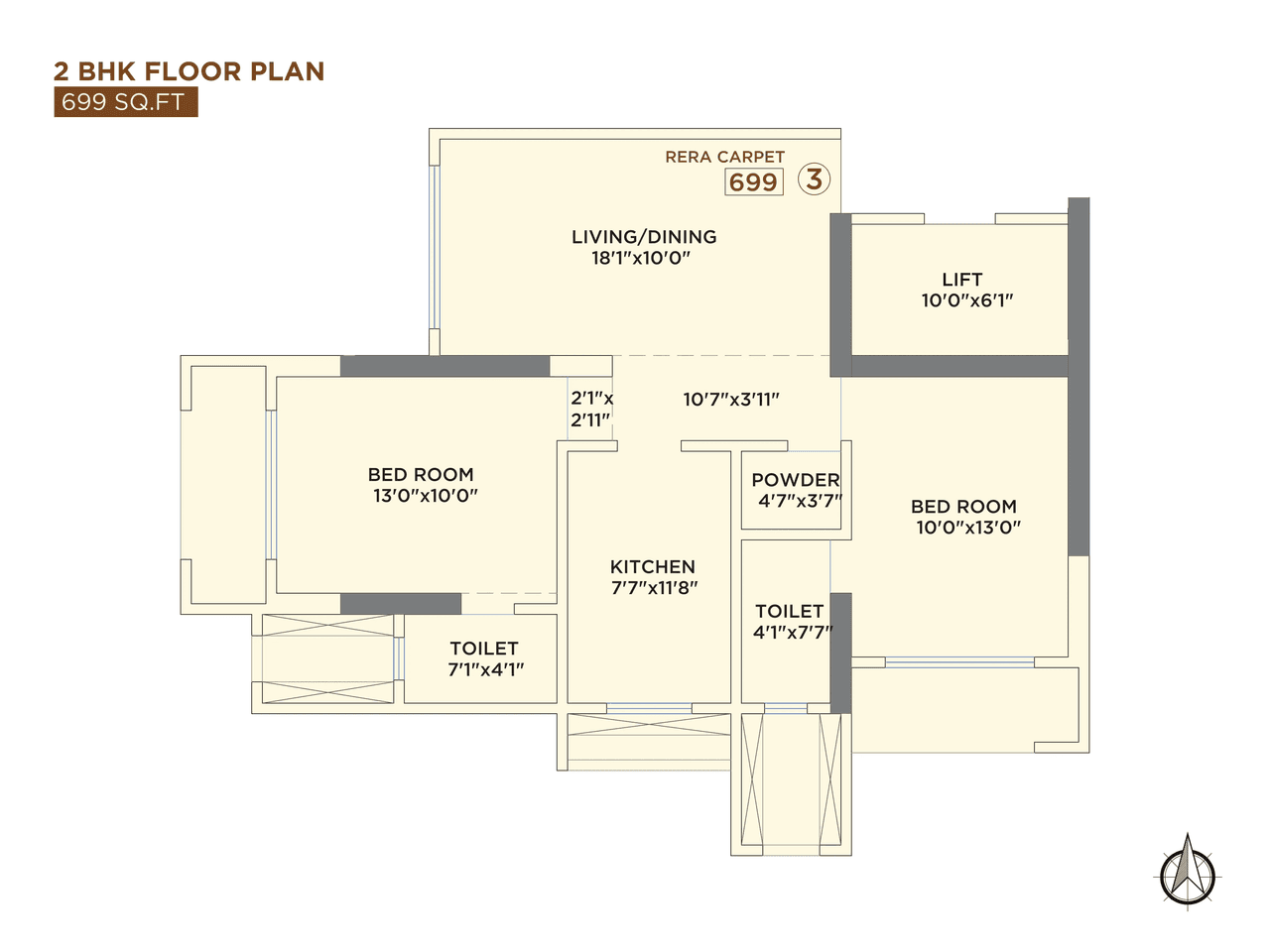 Rishabraj Arham Unit plan - 699 sq.ft.