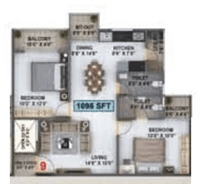 Maruti Akrida Unit plan - 768 sq.ft.